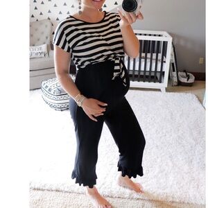 Striped Tie Front Tee